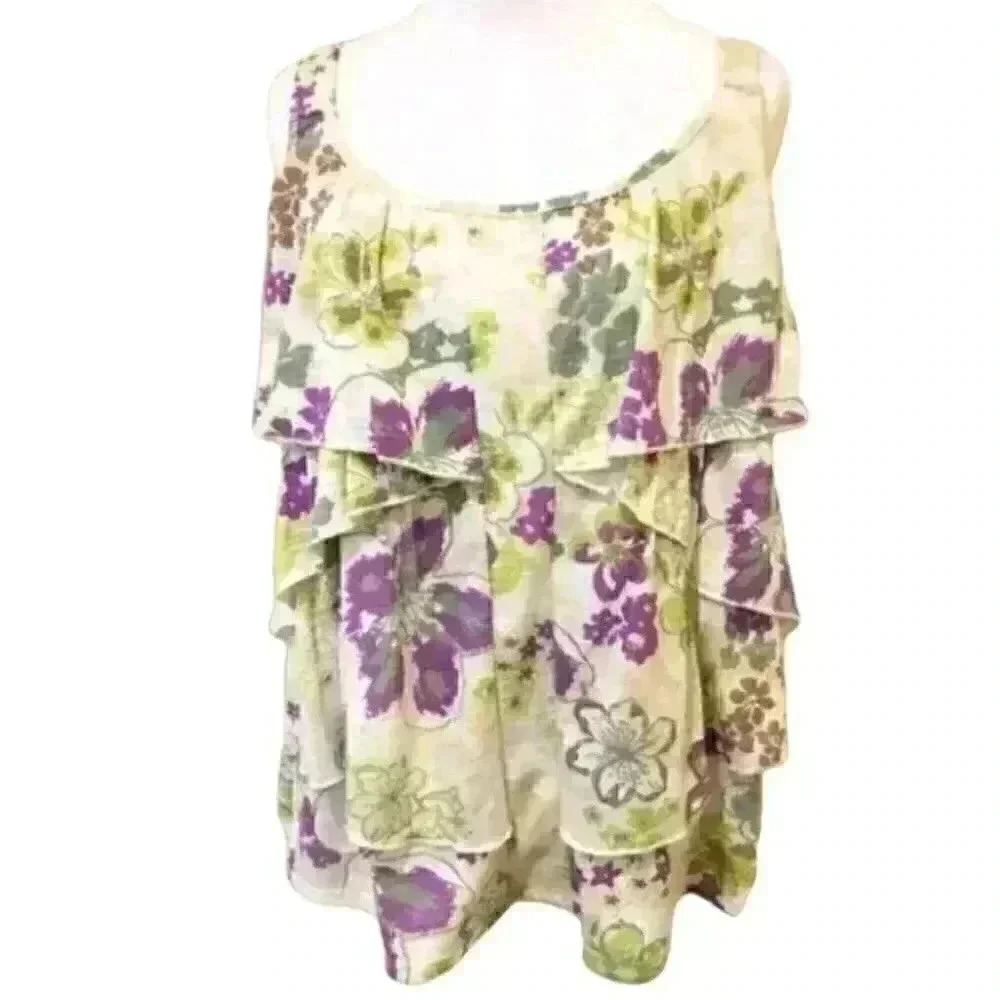 French Laundry Petite Top Size PL Floral